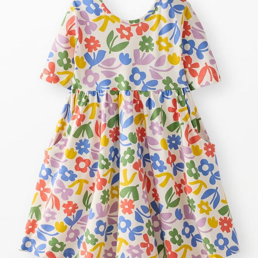 Hanna Andersson NWT Size 10 SS Dress w Spring Flowers
